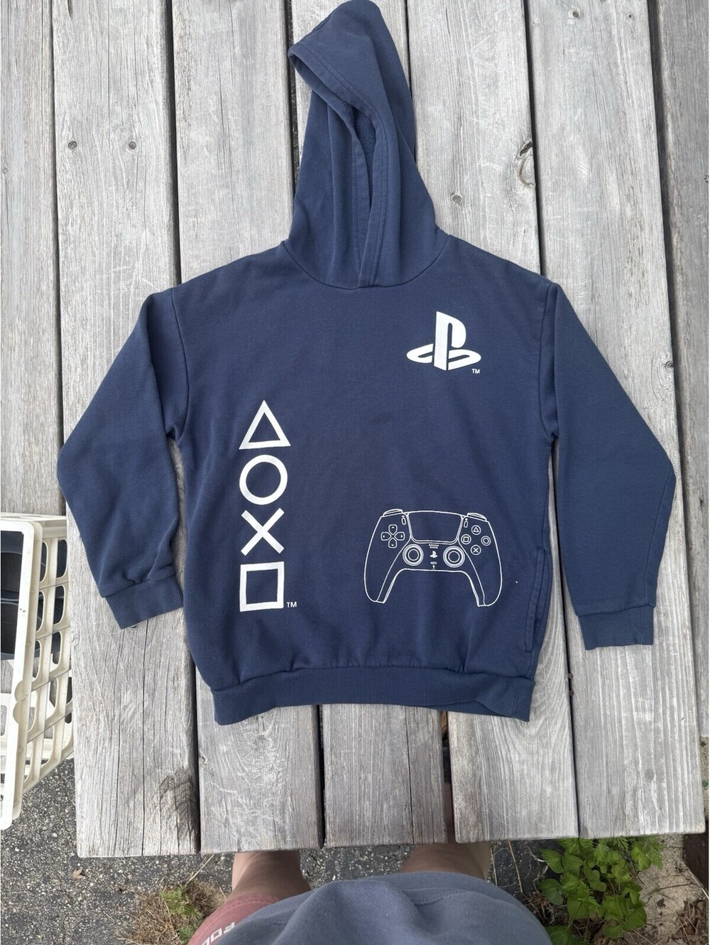 PlayStation PS5 Boys Hoodie Youth L 10/12 Navy Gaming Pullover Sweatshirt